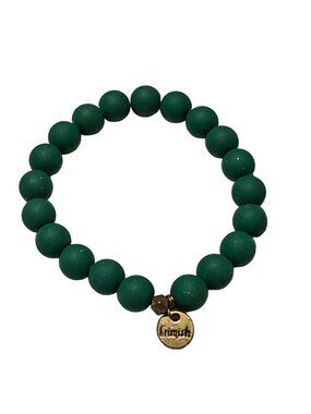 Crimish Green Beaded Stretch Bracelet Gold Charm Irish St Patricks Day Jewelry